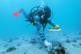 A DANAT pearl diver harvests oysters in the waters of Muharraq, Bahrain Image: Courtesy DANAT