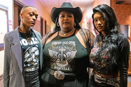 Trea Swindle, Danica Hart, and Devynn Hart of Chapel Hart stand for a portrait before their performance at The Grand Ole Opry in Nashville, Tennessee, on March 14, 2024.
Image: Seth Herald / AFP