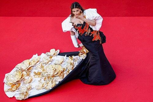 Actor Aishwarya Rai Bachchan arrives for the screening of the film, Megalopolis, at the 77th edition of the Cannes Film Festival in Cannes, southern France, on May 16, 2024.