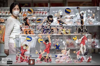 Products displayed at a pop-up store for the Japanese volleyball manga series "Haikyu!!" in Tokyo
Image: Yuichi Yamazaki / AFPÂ©