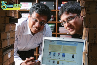 Sachin Bansal (left) and Binny Bansal, co-founders, at their Flipkart office in Bengaluru in 2009
Image: Getty Images