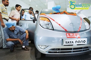 Tata Nano, the world’s cheapest car, in a New Delhi showroom in April 2009. Sold at â‚¹100,000 ex-factory, the Initial bookings stood at 200,000 units and Tata Motors collected â‚¹2,500 crore. The company announced plans to stop production in 2019 and the last car was delivered in 2020
Image: Abhijit Bhatlekar / Mint via Getty Images