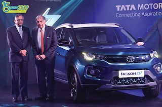Natarajan Chandrasekaran (left), chairman of Tata Sons, and Ratan Tata, chairman of Tata Group, at the launch of the Tata Nexon EV electric car, in Mumbai
Image: Indraneel Mukherjee / AFP