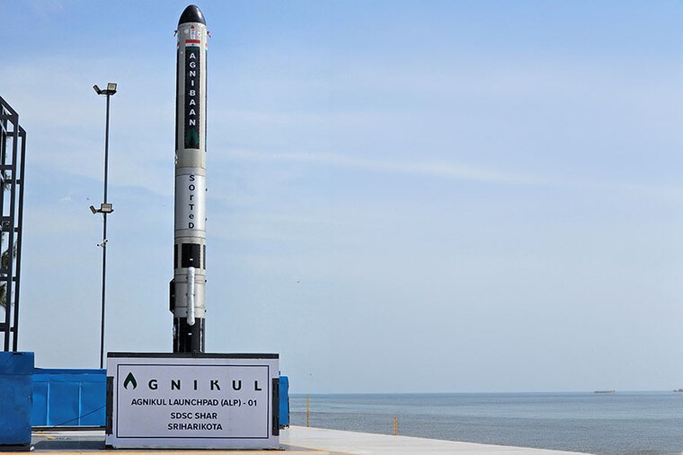(File) Agnibaan SubOrbital Technological Demonstrator (SOrTeD), vehicle is seen at Agnikul"s Launchpad at Satish Dhawan Space Center in Sriharikota, India.
Image: Agnikul Cosmos Private Limited/Handout via REUTERS
