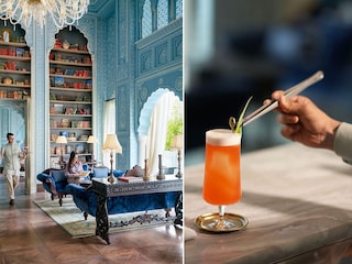 The Writers Bar at the Raffles Jaipur. The Jaipur Sling is flavoured with a dash of Chandrahaas liqueur.