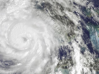Satellite image of Category 4 Hurricane Helene making landfall in Florida, USA, with powerful winds and heavy rainfall causing widespread damage. Relief efforts are underway to assist affected communities and restore power. Imaged 26 September 2024. 
Image: Gallo Images/Orbital Horizon/Copernicus Sentinel Data 2024