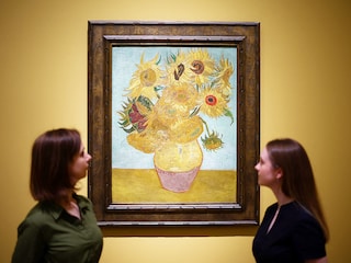 Van Gogh "Sunflowers" brought together in London show. Image credit: HENRY NICHOLLS / AFP