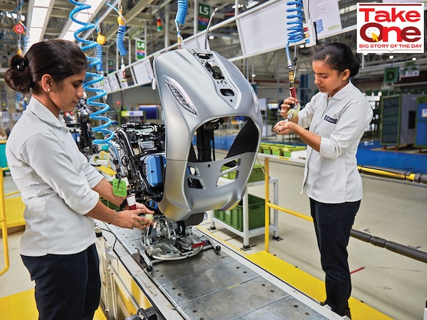 Bajaj’s EV manufacturing plant in Akurdi, Pune. So far in 2025, Bajaj has sold 54,348 electric two-wheelers
Image: Courtesy Bajaj Auto