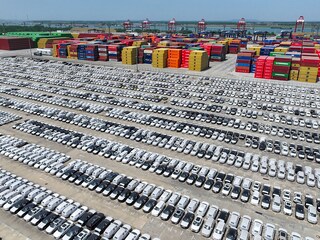 Chinese made cars, including Volvo and other brands, are seen at the port in Nanjing, in China’s eastern Jiangsu province on April 16, 2025, as they wait to be loaded onto ships for export.
Image: AFP