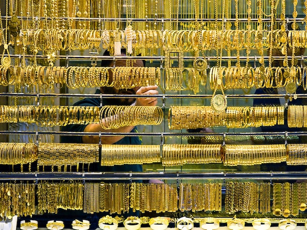 A Kuwaiti jeweller arranges gold items at his shop in Kuwait City as US President Donald Trump"s trade wars boost the safe-haven asset. 
Image: Yasser Al-Zayyat / AFP