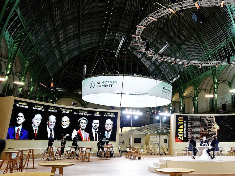 The Grand Palais on the eve of the Artificial Intelligence (AI) Action Summit, in Paris, on February 9, 2025.
Image: Gonzalo Fuentes / POOL / AFP