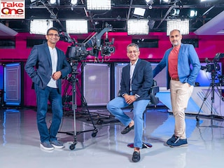 (From left)Kiran Mani, CEO - Digital Kevin Vaz, CEO - Entertainment Sanjog Gupta, CEO - Sports, JioStar. Photographed at JioStar office, Prabhadevi, Mumbai.                   
Image: Bajirao Pawar for Forbes India