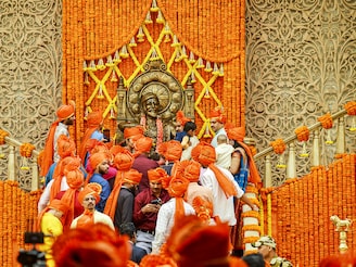 People pay tribute to Chhatrapati Shivaji Maharaj on his birth anniversary, celebrated as Shiv Jayanti on Wednesday, February 19, 2025, in New Delhi.
