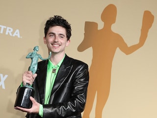 Timothee Chalamet poses with the award for Outstanding Performance by a Male Actor in a Leading Role in a Motion Picture for "A Complete Unknown" during the 31st SAG Awards at the Shrine Auditorium in Los Angeles, February 23, 2025. Image: VALERIE MACON / AFP