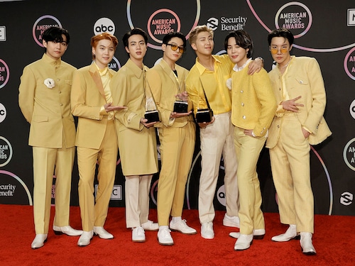 Wildly popular K-Pop boy band BTS (pictured here in 2021) promises to reunite in June after its seven members finish their mandatory military service. 
Image: Rob Latour/ShutterstockÂ©