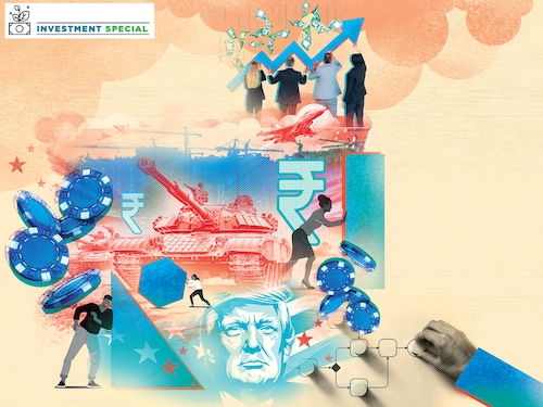 Investors need to face this challenge in 2025. Globally, uncertainty over tariff restrictions with the coming of US President-elect Donald Trump and military conflicts across the globe does not paint a pretty picture.
Photo Imaging: Chaitanya Dinesh Surpur Investors need to face this challenge in 2025. Globally, uncertainty over tariff restrictions with the coming of US President-elect Donald Trump and military conflicts across the globe does not paint a pretty picture.
Photo Imaging: Chaitanya Dinesh Surpur