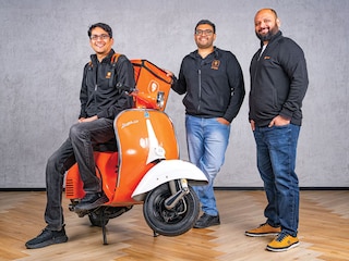 Team Swiggy (from left): Phani Kishan Addepalli, co-founder Sriharsha Majety, co-founder and group CEO Girish Menon, head of HR Image: Selvaprakash Lakshmanan for Forbes India