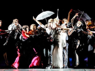 French designer Julien Fournie (C) celebrates with models after his show during the Women"s Haute-Couture Spring/Summer 2024 Fashion Week in Paris on January 23, 2024. Image: Geoffroy Van Der Hasselt / AFP©