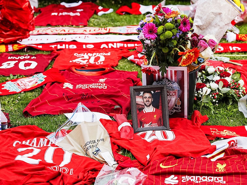 Tributes pour in at Anfield Stadium, home of Liverpool, in memory of Diogo Jota, who died at the age of 28 in a car crash. The Portugal forward passed away along with his younger brother, Andre Silva, in the accident, in Zamora on July 3.