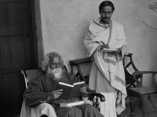 Nobel Laureate Rabindranath Tagore dictates to his secretary at Visva Bharati, Santiniketan, West Bengal, in 1929Â Image : E.O.Hoppe/Getty Images Nobel Laureate Rabindranath Tagore dictates to his secretary at Visva Bharati, Santiniketan, West Bengal, in 1929Â Image : E.O.Hoppe/Getty Images