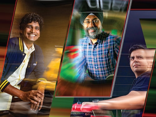 (From left)Pavan Guntupalli, co-founder, Rapido, Prabhjeet Singh, president, Uber India and South Asia Bhavish Aggarwal, CEO, Ola Image: Pavan And Prabhjeet: Madhu Kapparath Bhavish: Selvaprakash Lakshmanan for Forbes India