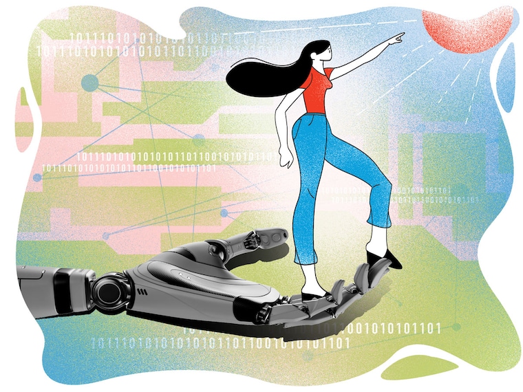 When you embed an AI co-worker into the pyramid of people, the shape of that pyramid begins to shift, flattening hierarchy and decentralising control.
Illustration: Chaitanya Dinesh Surpur  Image: Shutterstock