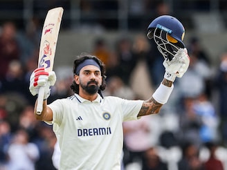 India"s KL Rahul celebrates reaching his century on day four of the first cricket test match between England and India at Headingley cricket ground in Leeds, northern England on June 23, 2025. Image: Darren Staples / AFP
