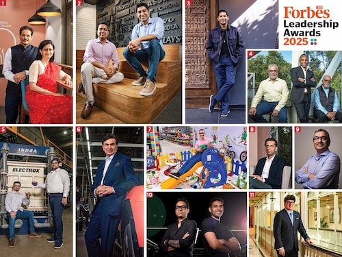 1. Rizwan & Rekha Koita, co-founders & directors, Koita Foundation 2. (L-R) Nakul Aggarwal & Ritesh Arora, co-founders, BrowserStack 3. Varun Jaipuria, MD, Varun Beverages 4. (L-R) Balasubramanian V, Anand Anandkumar & Santanu Datta, co-founders, Bugworks Research 5. (L-R) Krunal Patel & Amrit Om Nayak, co-founders, Indra Water 6. Rajesh Jejurikar, executive director and CEO (auto and farm sector), Mahindra & Mahindra 7. Supam Maheshwari, MD & CEO, Brainbees Solutions 8. Ashish Dhawan, founder & trustee, Central Square Foundation, and co-founder, Ashoka University 9. Sanjay Sharma, CEO, Orkla India 10. (L-R) Rahul Yadav, COO & Mohit Yadav, CEO, Minimalist 11. Puneet Chhatwal, MD & CEO, IHCL Images: 1,2 &11: Bajirao Pawar for Forbes India 3&7: Madhu Kapparath 5,6,8 &10: Amit Verma 9: Selvaprakash Lakshmanan for Forbes India 1. Rizwan & Rekha Koita, co-founders & directors, Koita Foundation 2. (L-R) Nakul Aggarwal & Ritesh Arora, co-founders, BrowserStack 3. Varun Jaipuria, MD, Varun Beverages 4. (L-R) Balasubramanian V, Anand Anandkumar & Santanu Datta, co-founders, Bugworks Research 5. (L-R) Krunal Patel & Amrit Om Nayak, co-founders, Indra Water 6. Rajesh Jejurikar, executive director and CEO (auto and farm sector), Mahindra & Mahindra 7. Supam Maheshwari, MD & CEO, Brainbees Solutions 8. Ashish Dhawan, founder & trustee, Central Square Foundation, and co-founder, Ashoka University 9. Sanjay Sharma, CEO, Orkla India 10. (L-R) Rahul Yadav, COO & Mohit Yadav, CEO, Minimalist 11. Puneet Chhatwal, MD & CEO, IHCL Images: 1,2 &11: Bajirao Pawar for Forbes India 3&7: Madhu Kapparath 5,6,8 &10: Amit Verma 9: Selvaprakash Lakshmanan for Forbes India