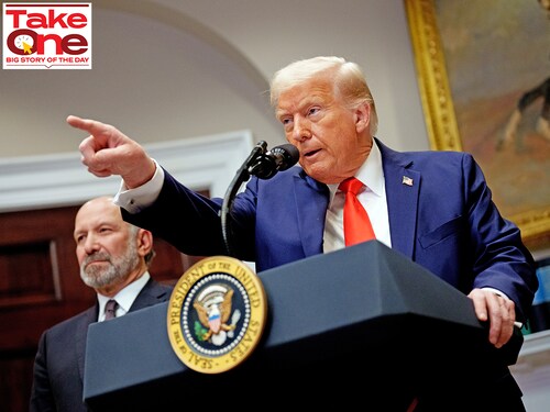US President has imposed 25 percent tariffs on imports from Mexico and Canada effective from March 4, along with doubling of duties to 20 percent (from 10 percent) on Chinese goods. 
Image: Andrew Harnik/Getty Images US President has imposed 25 percent tariffs on imports from Mexico and Canada effective from March 4, along with doubling of duties to 20 percent (from 10 percent) on Chinese goods. 
Image: Andrew Harnik/Getty Images