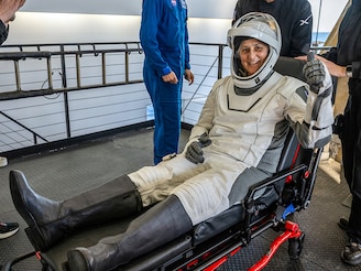 NASA astronaut Sunita Williams is helped out of a SpaceX Dragon spacecraft onboard the SpaceX recovery ship MEGAN after she, NASA astronaut Nick Hague, and Butch Wilmore, and Roscosmos cosmonaut Aleksandr Gorbunov landed in the water off the coast of Tallahassee, Florida, Tuesday, March 18, 2025. Hague, Gorbunov, Williams, and Wilmore are returning from a long-duration science expedition aboard the International Space Station.