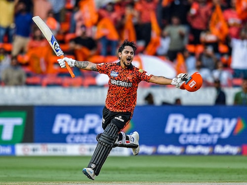 Sunrisers Hyderabad"s Ishan Kishan celebrates after scoring a century (100 runs) during the Indian Premier League (IPL) Twenty20 cricket match between Sunrisers Hyderabad and Rajasthan Royals at the Rajiv Gandhi International Stadium in Hyderabad on March 23, 2025. Image: Noah Seelam/ AFP Sunrisers Hyderabad"s Ishan Kishan celebrates after scoring a century (100 runs) during the Indian Premier League (IPL) Twenty20 cricket match between Sunrisers Hyderabad and Rajasthan Royals at the Rajiv Gandhi International Stadium in Hyderabad on March 23, 2025. Image: Noah Seelam/ AFP