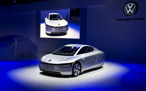 The Volkswagen XL1 concept. VW claims that this is the most efficient concept car in the world. Guess the fuel efficiency 111 km to a liter. Nope, this ain't coming soon. The technology should The Volkswagen XL1 concept. VW claims that this is the most efficient concept car in the world. Guess the fuel efficiency 111 km to a liter. Nope, this ain't coming soon. The technology should
