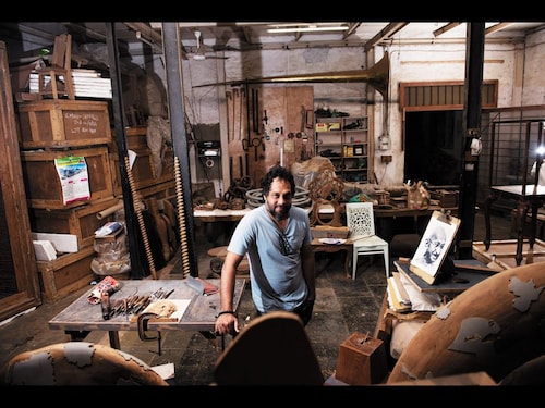 <strong>RIYAS KOMU</strong><br /><em>Dahisar, Mumbai</em><br /><br />I have kept my painting studio separate from my sculpture studio, where a lot of dust from the wood work accumulates. I have developed the space architecturally, physically, and at the same time created a camaraderie with many of the people who occupy that space along with me&mdashassistants, carpenters, carvers. It is about comfort, and not just about the physical aspect. In my painting studio, I work alone with inspiring Sufi music playing in the background.<br /><br /> <strong>RIYAS KOMU</strong><br /><em>Dahisar, Mumbai</em><br /><br />I have kept my painting studio separate from my sculpture studio, where a lot of dust from the wood work accumulates. I have developed the space architecturally, physically, and at the same time created a camaraderie with many of the people who occupy that space along with me&mdashassistants, carpenters, carvers. It is about comfort, and not just about the physical aspect. In my painting studio, I work alone with inspiring Sufi music playing in the background.<br /><br />