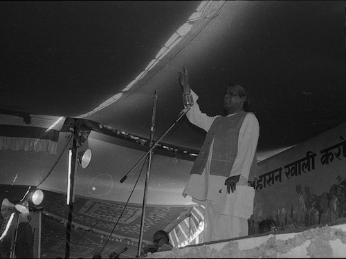  In the 1942 Quit India Movement, Atal Bihari Vajpayee participated as an 18-year-old, and was arrested and kept in jail for 23 days. (Pictured- Atal Bihari Vajpayee addressing Jan Sangh Session at the Ambedkar Stadium- New Delhi, India March 5, 1975)                                                                                                                         