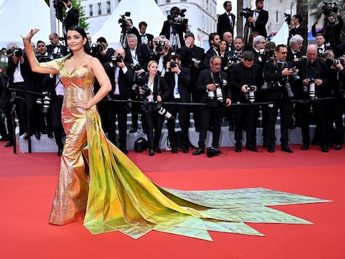 Indian actress Aishwarya Rai arrives for the screening of the film 'A Hidden Life' at the 72nd annual Cannes Film Festival in Cannes, France on May 19, 2019.  Indian actress Aishwarya Rai arrives for the screening of the film 'A Hidden Life' at the 72nd annual Cannes Film Festival in Cannes, France on May 19, 2019. 