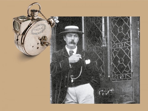  <p><strong>TICKA WAISTCOAT POCKET CAMERA | 1904-1914</strong> <br />Envision someone standing on a sidewalk, appearing to check the time, while actually taking pictures! Designed to resemble a pocket watch by Magnus Niell and manufactured by Houghtons, this 17.5 mm roll film camera was produced between 1904 and 1914, and was arguably the most popular watch-type camera of all times. Only three months after its production had started in the UK, Houghtons reported that 10,000 units had already been sold. Spies, undercover police officers and private-eyes who needed a way to conceal a camera on their body, made a beeline for it. Arthur Conan Doyle, the creator of Sherlock Holmes, would certainly have been piqued. After all, it came with the promise that it would let customers &ldquotake pictures without being detected&rdquo.</p>