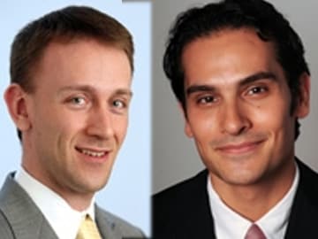 (From L-R) Francois Brochet, George Serafeim are assistant professors of Business Administration in the Accounting and Management unit at Harvard Business School