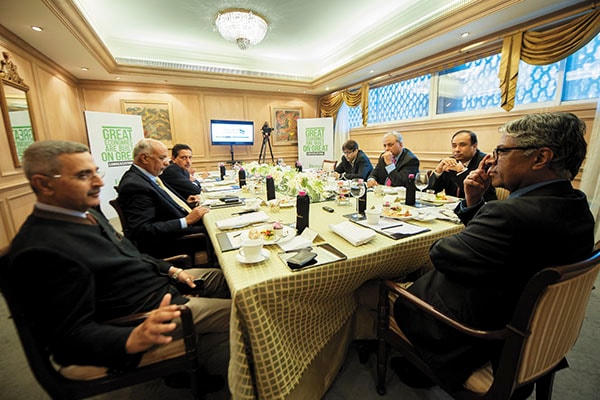 (Clockwise from left) Bazmi Husain, R Chandrasekaran, Himanshu Kapania, Deepak Ajwani (Forbes India deputy editor and editor-online), CP Gurnani, Sunil Mathur and R Jagannathan