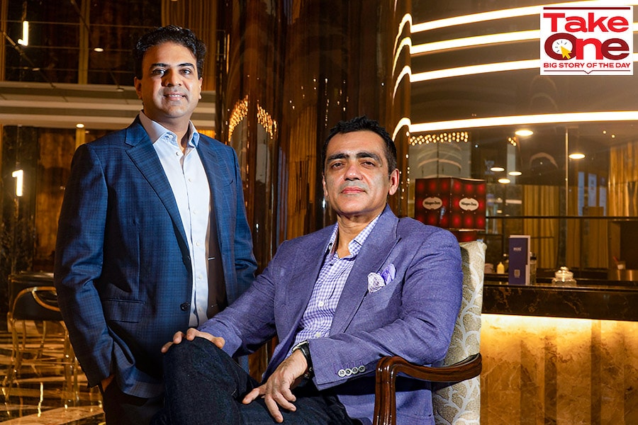 (left) INOX director Siddharth Jain, and Ajay Bijli, chairman and managing director, PVR