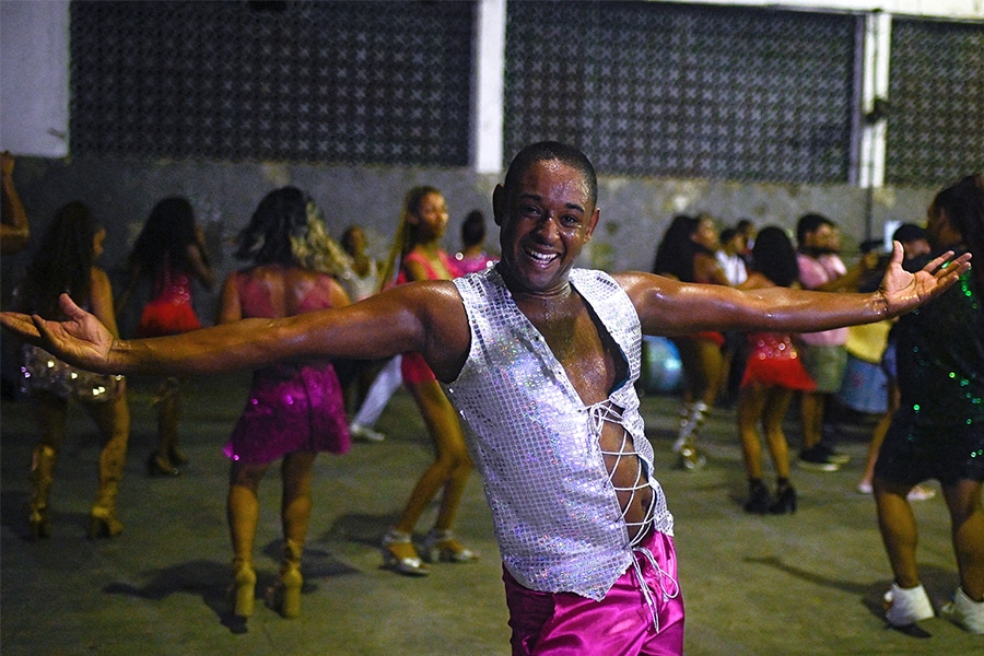 A member of the Bangay samba school dances during the final rehearsal for the upcoming Rio de Janeiro Carnival parade in Rio de Janeiro, Brazil. A member of the Bangay samba school dances during the final rehearsal for the upcoming Rio de Janeiro Carnival parade in Rio de Janeiro, Brazil.
Image: ANDREndre Borges / AFP