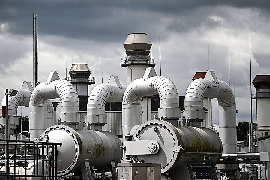 In this file photo taken on July 15, 2022 pipes and pressure gauges for gas lines are pictured at Open Grid Europe (OGE), one of Europe's largest gas transmission system operators, in Werne, western Germany. Image: Ina FASSBENDER / AFP 