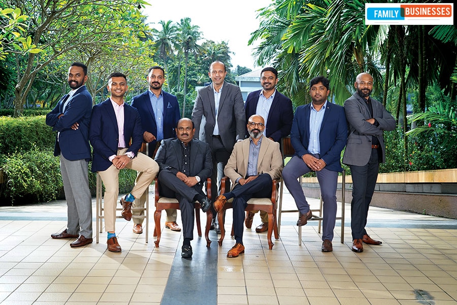  (From left, standing) Rishal Mathew (DGM purchase, Synthite), Jacob Issac (business development manager, Synthite), Ashok Mani (MD & CEO, Intergrow Brands), Paolo George (deputy MD, Symega Food Ingredients), Jacob Ninan (MD, Herbal Isolates), John Joshy (GM, sales and marketing, Synthite), Joseph John (CEO, Synthite Infrastructure). (From left, seated) Varghese Jacob (MD, Synthite) Aju Jacob (Joint MD, Synthite) Image: Arun Chandra Bose for Forbes India