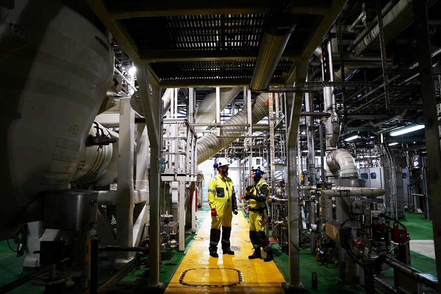 A file photo of a oil rig from the Johan Sverdrup oil field, 140 kilometres west of Stavanger, Norway, on December 3, 2019. Image: Tom LITTLE / AFP

