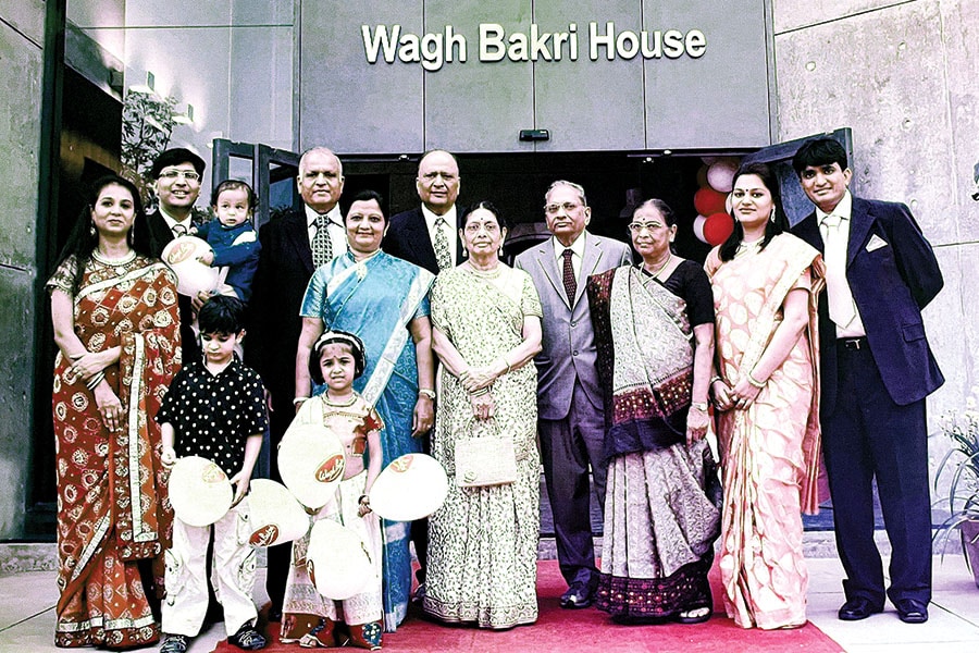 (From left) Priyam, Parag, Rasesh and Paras Desai at Wagh Bakri Tea Lounge in Ahmedabad
Image: Kapil Kashyap