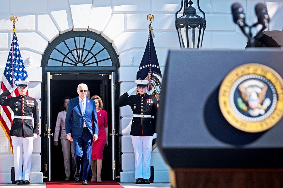 President Joe Biden at the White House on Tuesday, Aug. 9, 2022. Biden signed bills extending the statute of limitations for some pandemic-related fraud to 10 years. (Pete Marovich/The New York Times) 