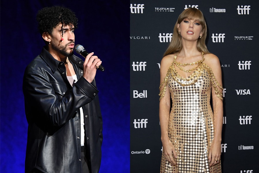 Bad Bunny (L) and Taylor Swift (R) are among the most listened-to artists on streaming platforms in 2022.
Image: Valerie Macon / AFP