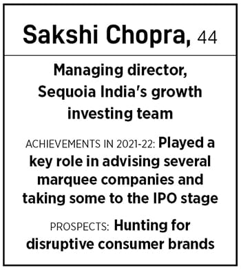 Sakshi Chopra, Managing director, Sequoia India's growth investing team
Image: Mexy Xavier