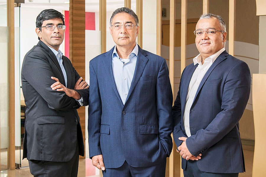 : Left to Right: Mohit Bhandari, Managing Director, Temasek; Ravi Lambah, India Head, Temasek and Vishesh Shrivastav, Managing Director– Temasek