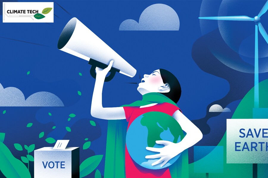 Which individual or political party could be India’s green party? In the meantime, technology innovation has to make the politics of climate easier.
Illustration: Sameer Pawar