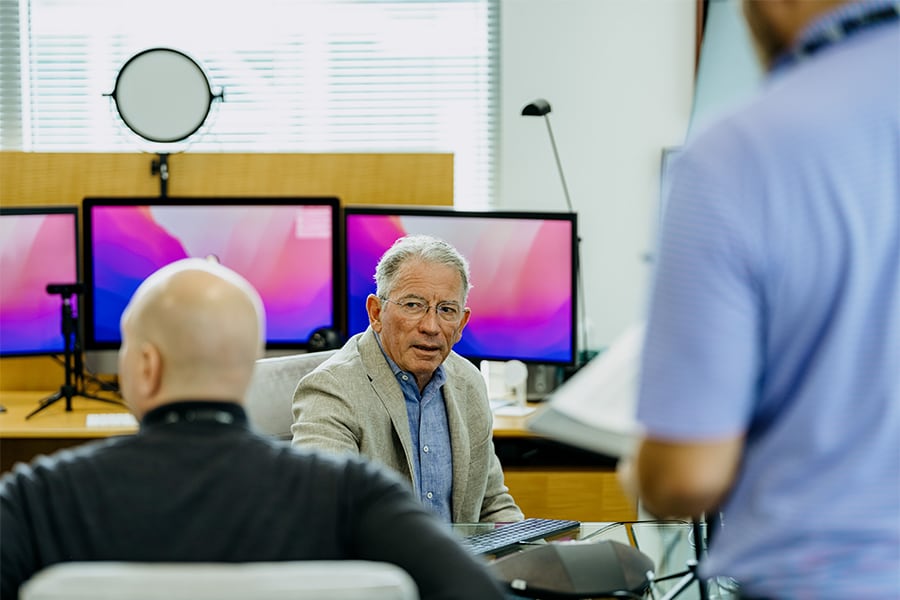 Chief executive Tom Siebel at C3 AI, one of the few large companies in Silicon Valley to have mandated a full return to office, in Redwood City, Calif., June 3, 2022. For many employers, return-to-office plans have played out like a game of chicken. Now workers are rebelling outright, and executives are trying everything to make the office worth it. (Aaron Wojack/The New York Times)